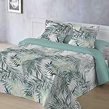 DHESTIA HOME - Colcha Bouti de Verano Reversible Hojas Banyan - Multicolor, Cama 150/16