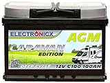 Batería AGM 12v 100Ah Electronicx Caravan Edition batería solar 12v acumulador 12v...