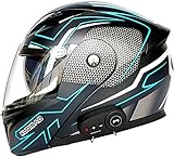 Bluetooth de la motocicleta Casco, de tipo modular de doble volteo visera del casco...