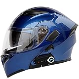 Casco de Moto Modular Bluetooth Integrado,con Doble Visera Cascos De Motocicleta ECE...