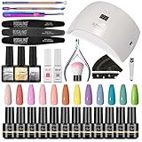 Kit uñas Semipermanentes, ROSALIND Kit uñas de Gel con Lámpara UV LED para Uñas 36W,...