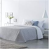 COTTON ARTean Colcha de Verano SUANCES Gris - Reversible Cama de 2