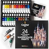 Castle Art Supplies Caja 24 Tubos Pintura de Acuarela 12 ml | Artistas experimentados |...