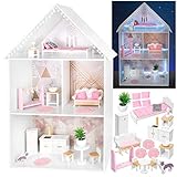 Kinderplay Hermosa Casa de Muñecas Grande de Madera – Casa de Madera, Muñecas Barbie,...