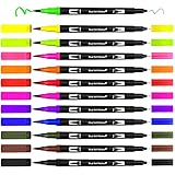 Unnderwiss Rotuladores Lettering 12 colores brush pen punta de fina doble punta pincel...