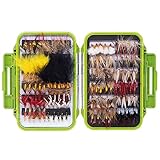 Zite Fishing - Juego de pesca con mosca (120 cebos artificiales + caja impermeable para...