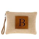Cartera de Mano de Yute y Piel Inicial (O)
