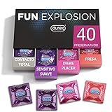 Durex Preservativos Mixtos Fun Explosion Sabor Fresa, Dame Placer, Sensitivo Suave y...