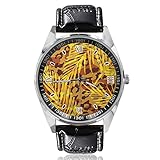 Relojes de pulsera de piel de leopardo con hoja de palma de cuarzo para mujeres y hombres,...