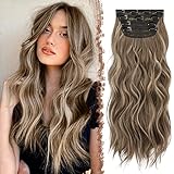 FESHFEN Extensiones de Clip de Pelo, 4 Piezas Cabello Extensiones con Clips en Extensiones...