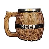 Oikabio Barril de roble estilo jarra de cerveza simulación barril de madera cerveza taza...