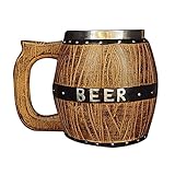 Oikabio Barril de roble estilo jarra de cerveza simulación barril de madera cerveza taza...