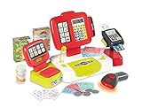 Smoby Caja registradora electrónica infantil roja, Con función de calculadora real, 17...