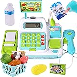 BUYGER 34 Pcs Caja Registradora Juguete para Niños con Micrófono Electrónica Escáner...