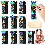 50pcs Papel de Rascar Papel Scratch Art con 25pcs Lápices de Madera Manualidades...