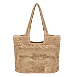 Bolso de Paja para Mujeres Boho Bolsos de Bandolera Verano Totes de Playa Tejidas a Mano...