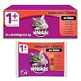 Whiskas Comida Húmeda para Gatos Selección Carnes en Salsa, Multipack (Pack de 13 x 4...