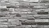 Paneles de pared de plástico PVC 3D decorativos azulejos revestimiento (Piedra Gris.)