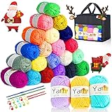 NINGESHOP Hilo para Tejer a Crochet, Lana para Tejer, , 24 colores Hilo de Tejer...