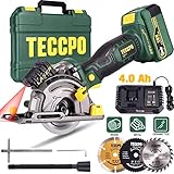 Sierra Circular Inalámbrica, TECCPO 18V Mini Sierra Circular, 4.0Ah Batería, 1H Cargador...