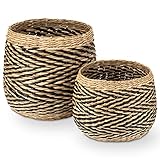 Decorasian Cesta de mimbre trenzada de algas marinas – almacenamiento decorativo, cesta...