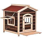 Casa De Madera para Perros, Cubierta Resistente A Los Rayos UV para Exteriores, Caseta...