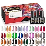 ROSALIND 7ml Esmaltes Semipermanentes 24PCS Gel Uñas, Colore Blanco Negro Rojo Nude Rosa...
