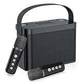 Máquina de Karaoke con 2 micrófonos inalámbricos UHF para Adultos/niños, Sistema de...