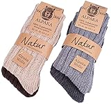 BRUBAKER 4 pares de calcetines de pura lana de alpaca - naturales y grises - tamaño 43/46