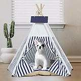 Tipi Tienda de campaña para Mascotas con cojín cómodo, extraíble y Lavable, Cama para...
