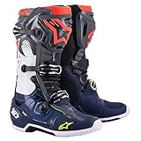 Alpinestars Tech 10 Botas de motocross para hombre, gris oscuro/negro/rojo, 14