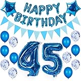 45 cumpleaños Decoración de hombre azul 45 cumpleaños fiesta decoración hombre Set...