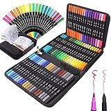 72 Rotuladores Lettering para Colorear Rotuladores Punta Pincel de Doble con Punta de...