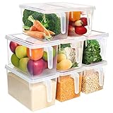 Kurtzy Pack de 8 Organizador Nevera Cocina y Alacena con Asa y Tapa 30,5 cm de Largo -...