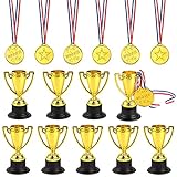 FEPITO 30 Piezas de trofeos de medallas Set 10 Piezas de Trofeo de plÃ¡stico de Oro y 20...
