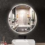 BELOF Espejo LED Redondo, Espejo de baño, Espejo de tocador para baño, Espejo...