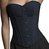 ANGELYK corsets habillés - Hermoso Corsé Vestido GIRLY Jean Ballenas Azules Acero...