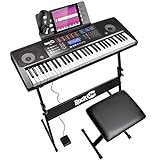 RockJam Kit de 61 Teclado de piano digital, Banco Soporte de teclado, Auriculares, Pedal...