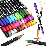 Juego de rotuladores con pincel para acuarela, 36 colores con dos puntas, rotuladores de...