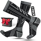 2 Pares Calcetines Esqui Lana Merino Para Hombre, Mujeres Y Jóvenes, Calcetines Altos De...