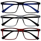 Opulize Ink Pack 3 Gafas De Lectura Grande Negro Gris Rojo Hombres Mujeres Bisagras...