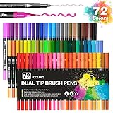 Dvifzu Rotuladores Lettering 72 Colores, Profesionales Pincel Doble Punta Fina Gruesa,...