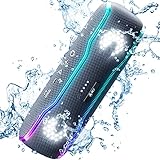 AY Altavoz Bluetooth Potente, IPX7 Impermeable Altavoz Bluetooth 5.3 Portatil con Luz LED...