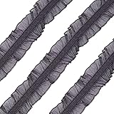 FINGERINSPIRE Cinta de encaje elástica de tela negra de 28 mm de ancho para costura,...
