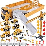 Vehiculos Construccion Juguete Niños con Grandes Camión Grúa Excavadora Hormigonera...