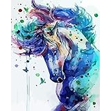 PRACIM Pintura digital para adultos, caballo animal de acuarela, juego de regalo de...