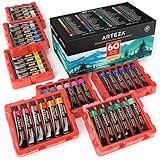 ARTEZA Pinturas de acuarela de calidad | Set de 60 colores | Tubos de 12 ml | Acuarelas de...