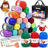 MOOING Hilo para Tejer a Crochet, 24 colores Hilo de Tejer Acrílico, Lana para Tejer con...