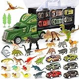 DINORUN Camion Juguete de Dinosaurios incluir Mini Coche de Carreras, Animales Juguetes,...