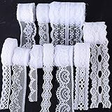 (50m) 10Rollos Encaje Cinta Blanco Boda Decoración Manualidades Bricolaje DIY Costura...